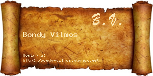 Bondy Vilmos névjegykártya
